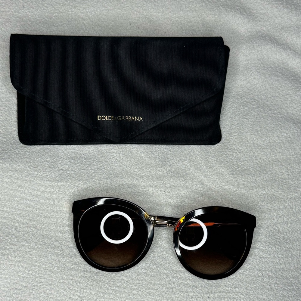Used Dolce & Gabbana Brown Tortoise Shell Sunglasses with Gold Frame